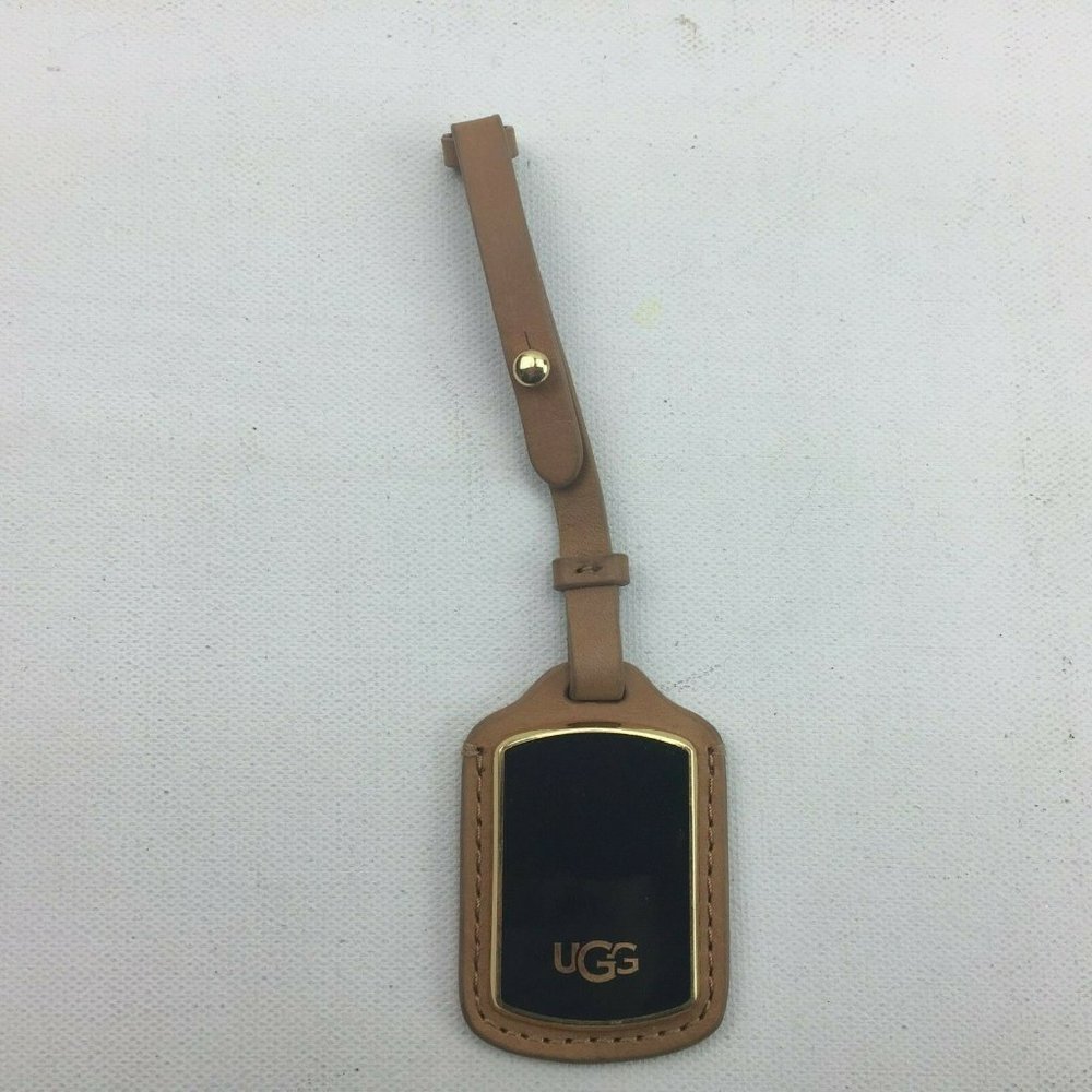 UGG Brown Black Leather Luggage Suitcase ID Tag Travel
